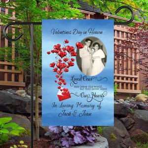 Personalized Valentines Memorial Garden Flag, Custom Photo Garden Flag for Loved Ones, Cemetery Decoration, In Loving Memory, Sympathy Gift