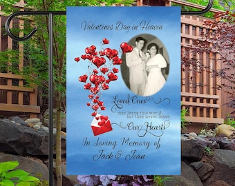 Personalized Valentines Memorial Garden Flag, Custom Photo Garden Flag for Loved Ones, Cemetery Decoration, In Loving Memory, Sympathy Gift