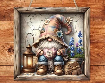 Personalized Mothers Day Gnome Sign - Custom Hanging Decor, Rustic Mom Gift, Mother's Day Wall Art, Gnome Heart Sign, Gift For Mom, Grandma