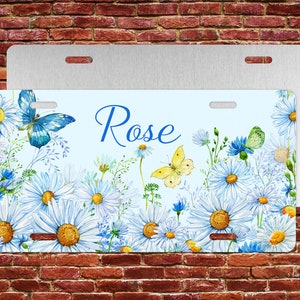 Butterfly Floral Personalized License Plate, Custom Name License Plate, Floral License Plate, Custom Name Front Car Tag, Personalized Gift