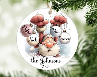 Personalized Family Christmas Ornament, Custom Santa Name Ornament, Family Name Ornaments, Funny Holiday Keepsake Gift 2025