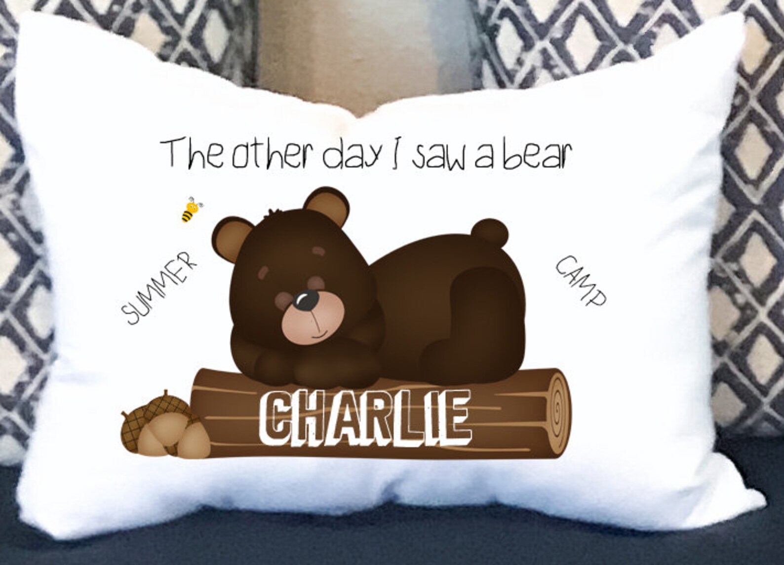 Kids Camping Pillowcase Personalized Pillow Cover Kids Camp Etsy