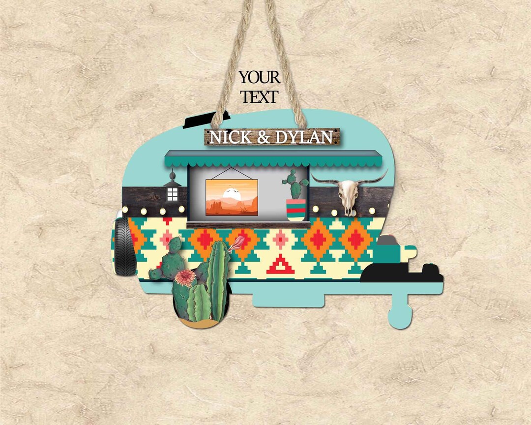 Camper Sign, Southwest Desert Aztec Personalized Camping Trailer Sign ...