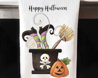 Personalized Halloween Witch Kitchen Towels, Halloween Decor, Witch Dish Cloth, Dish Towels