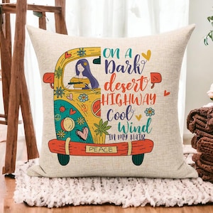 Retro Boho Hippie Van Pillow Cover, Hippie Home Décor, Colorful Decorative Cushion, Hippie Decor, Hippie Gift, Birthday Gift, Home Decor