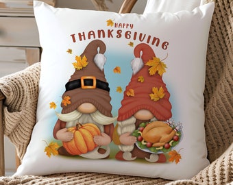 Thanksgiving Pillow Covers, Thanksgiving Home Decor, Gnome Pillow Cover, Custom Thanksgiving Gnome Pillow,