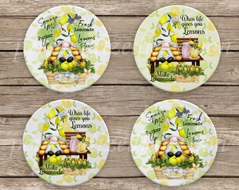 Lemon Gnome Coasters, Lemon Coasters, Gnome Home Decor