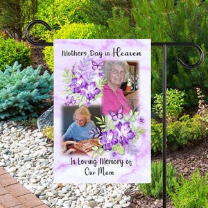 Personalized Memorial Mothers Day Garden Flag, Custom Photo Memory Flag, In Loving Memory Garden Decor, Sympathy Gift, Remembrance Banner