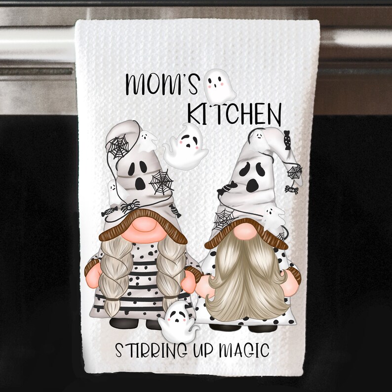 Personalized Halloween Gnome Ghost Kitchen Towels Custom Happy