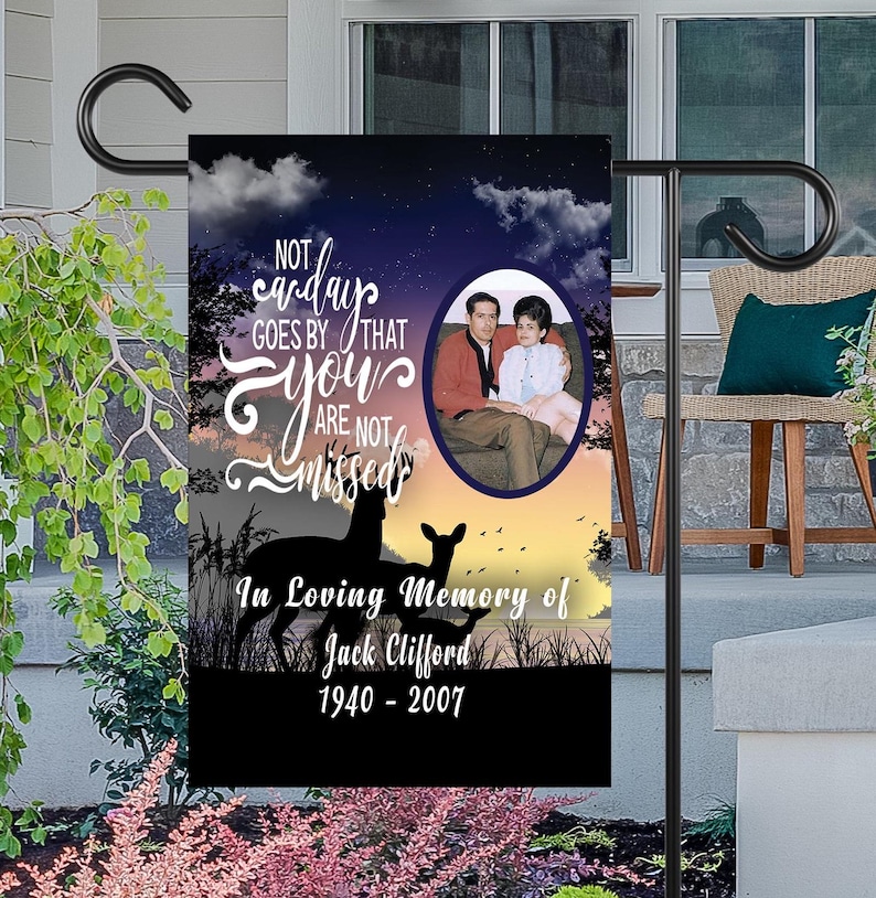 Memorial Photo Flag, In Memory Flag, Sympathy Flag, Remembrance Banner, Funeral Gifts, Cemetery Decorations