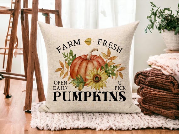 Farm Fresh Pumpkins Pillow Cover Fall Pillow Cover You Pick Pumpkin Pillow Farmhouse Pillow Cover Fall Gift Ideas Etsy
