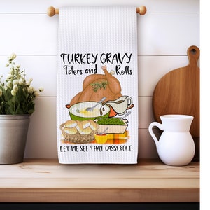 Funny Thanksgiving Kitchen Towel, Thanksgiving Turkey Kitchen Towel, Cute Fall Dish Cloth