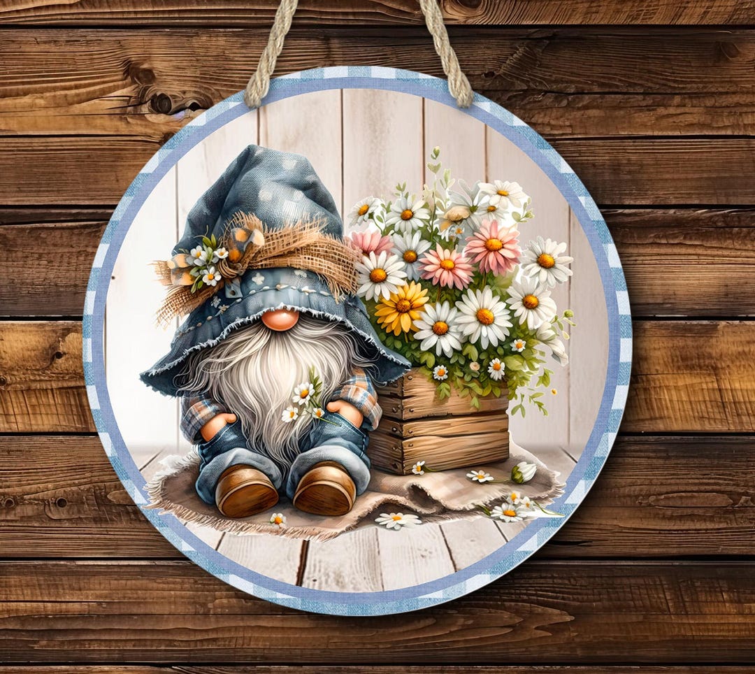 Spring Floral Gnome Sign - 14