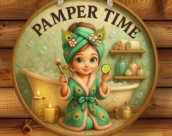 Spa Day Bathroom Sign,  Rustic Girl in Tub Wall Decor, Self Care Gift