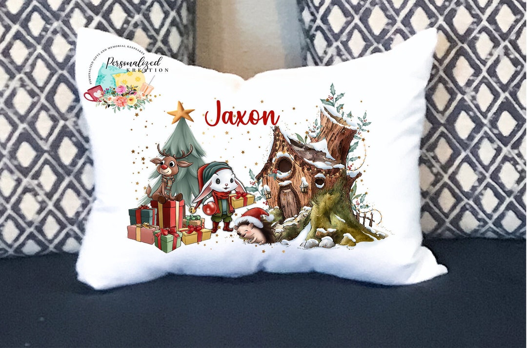 Personalized Kids Christmas Pillowcase, Christmas Kids Woodland