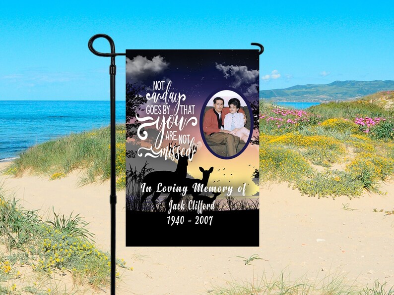 Memorial Photo Flag, In Memory Flag, Sympathy Flag, Remembrance Banner, Funeral Gifts, Cemetery Decorations