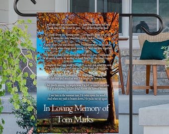 Personalized Dad Fall Memorial Garden Flag, Fall In Memory of Dad Garden Flag, Remembrance Banner, Loss Of Dad Garden Flag, Sympathy Gift
