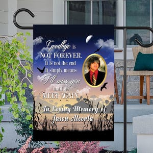 Photo In Memory Photo Flag, Memorial Personalized Flag, Sympathy Flag, Sympathy Gifts, Remembrance Banner, Cemetery Decorations,