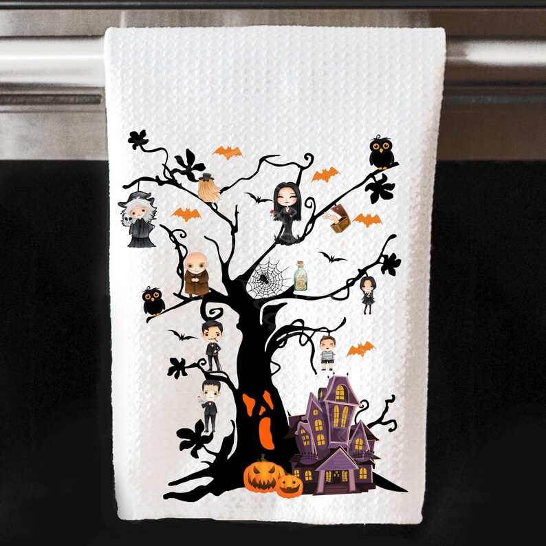 Spooky Tree Halloween Kitchen Towels Funny Kitchen Towels Etsy
