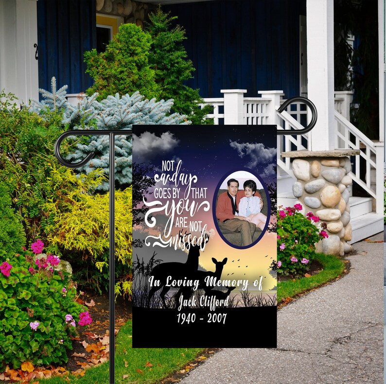 Memorial Photo Flag, In Memory Flag, Sympathy Flag, Remembrance Banner, Funeral Gifts, Cemetery Decorations