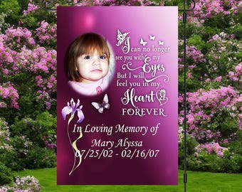Personalized Memorial Garden Flag,  Custom Photo In Memory Flag, In Loving Memory, Cemetery Decoration, Sympathy Gift, Remembrance Banner