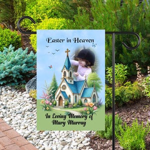 Personalized Memorial Easter Garden Flag - In Loving Memory Custom Photo Flag - Happy Easter in Heaven Cemetery Flag - Sympathy Gift Loss