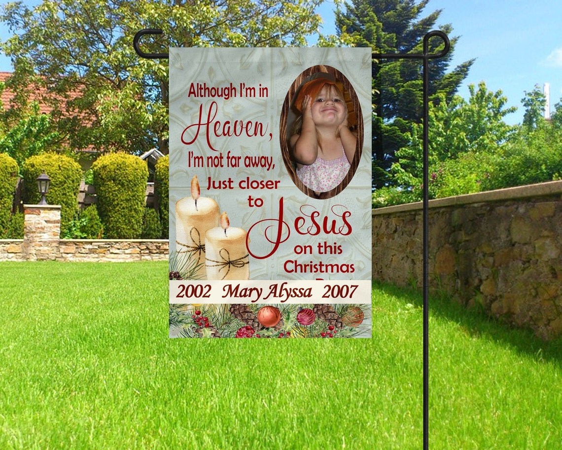 Personalized Memorial Garden Flag Christmas In Heaven Etsy