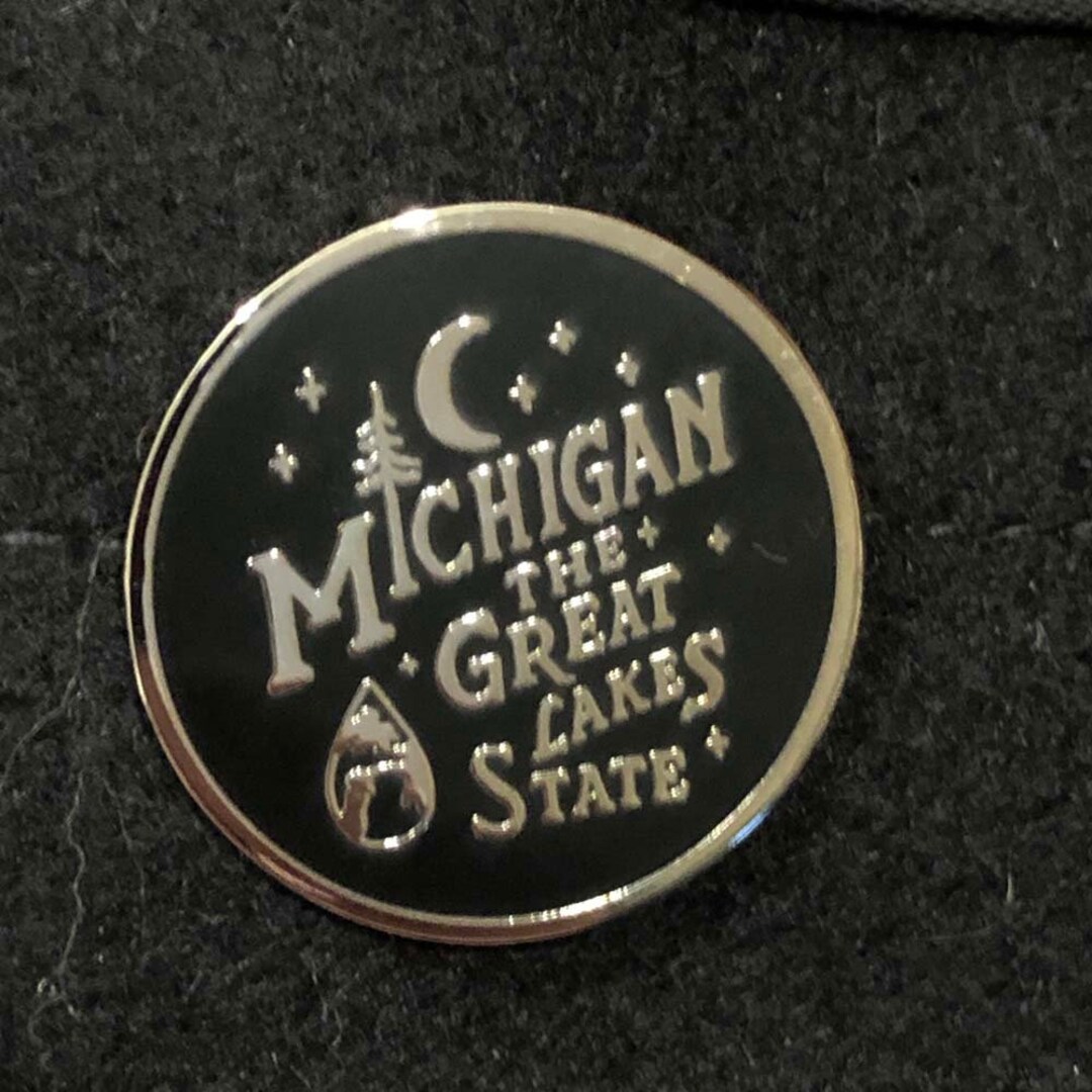 Enamel Pin - Michigan Vintage Font - Etsy