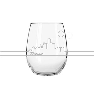 Wine Glass - Detroit Skyline