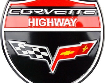 Metal Sign - Corvette Highway Shield