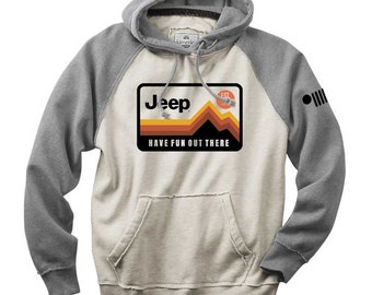 Sweat à capuche Jeep® Have Fun Out There vintage homme - Gris/Naturel