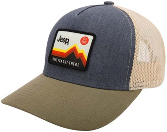 Hat - Jeep Have Fun Out There Trucker Patch Hat - Charcoal/Olive/Khaki