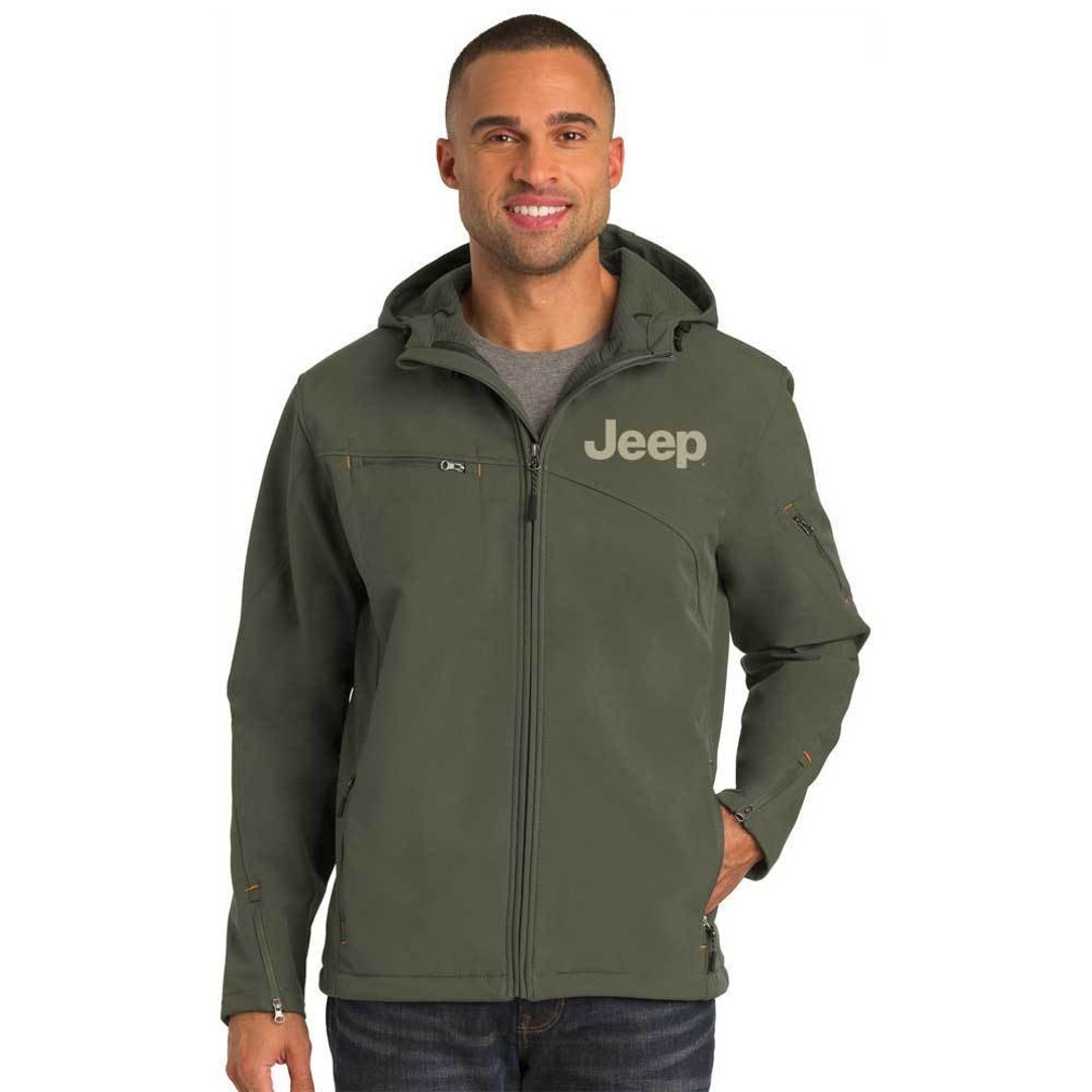Mens Jeep® Hooded Softshell Jacket Mineral Green