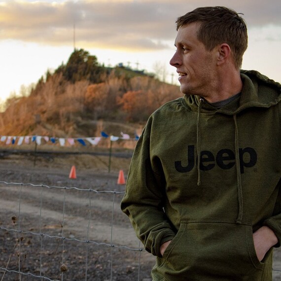 Sudadera con capucha Jeep Text para hombre Verde militar jaspeado Etsy Mexico