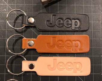 Keychain - Jeep Text leather