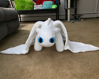 Giant How to Train Your Dragon Inspired Light Fury Plush Made to Order