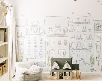Murale di strada parigina - Nursery Paris Wallpaper / Paris Wall Art