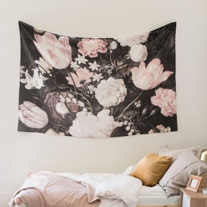 Linen Tapestry Blossoms Floral Mural image 1