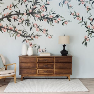 Just Peachy Wallpaper - Peach Tree Mural | Painted | Wall Decor |