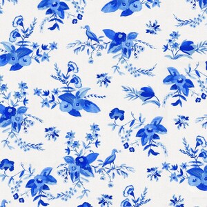 Fondo de pantalla de porcelana Bridgerton inspirado vintage azul fondo de pantalla / decoración de la guardería imagen 4