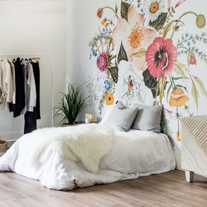 Honey Bloom Wallpaper - Large Flower Mural, Flower Pattern, Wall Mural Floral, Flower Bouquet, Large Mural, Mural Wallpaper