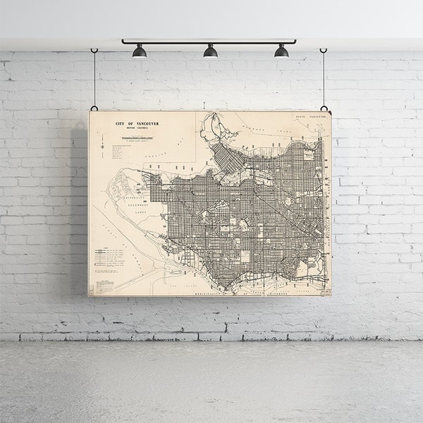 Map of Vancouver Print - Vintage Map | Large Wall Art