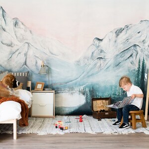 Rainier Mural - Pacific Northwest Mountain Wallpaper