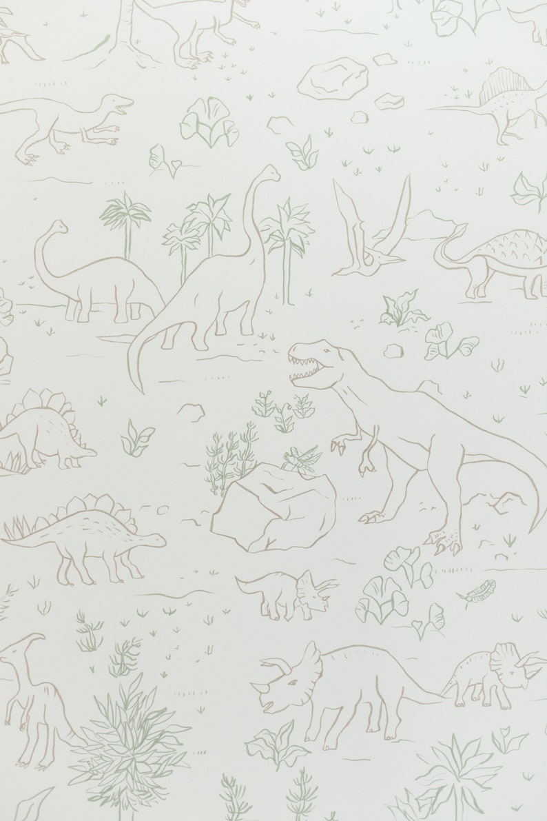 Dinosaur Wallpaper Dino Wall Mural Nursery Etsy