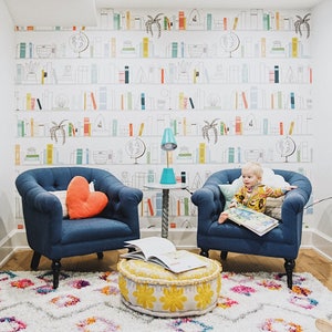 Leo's Library Wallpaper - Jillian Harris Library | Books and Shelf Mural