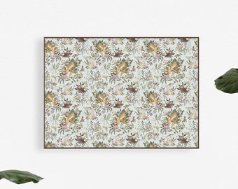 SALE** - OH Deer Mural Art Print - Light | Forest Bunny Scene Mural | Floral Nursery Wall Art