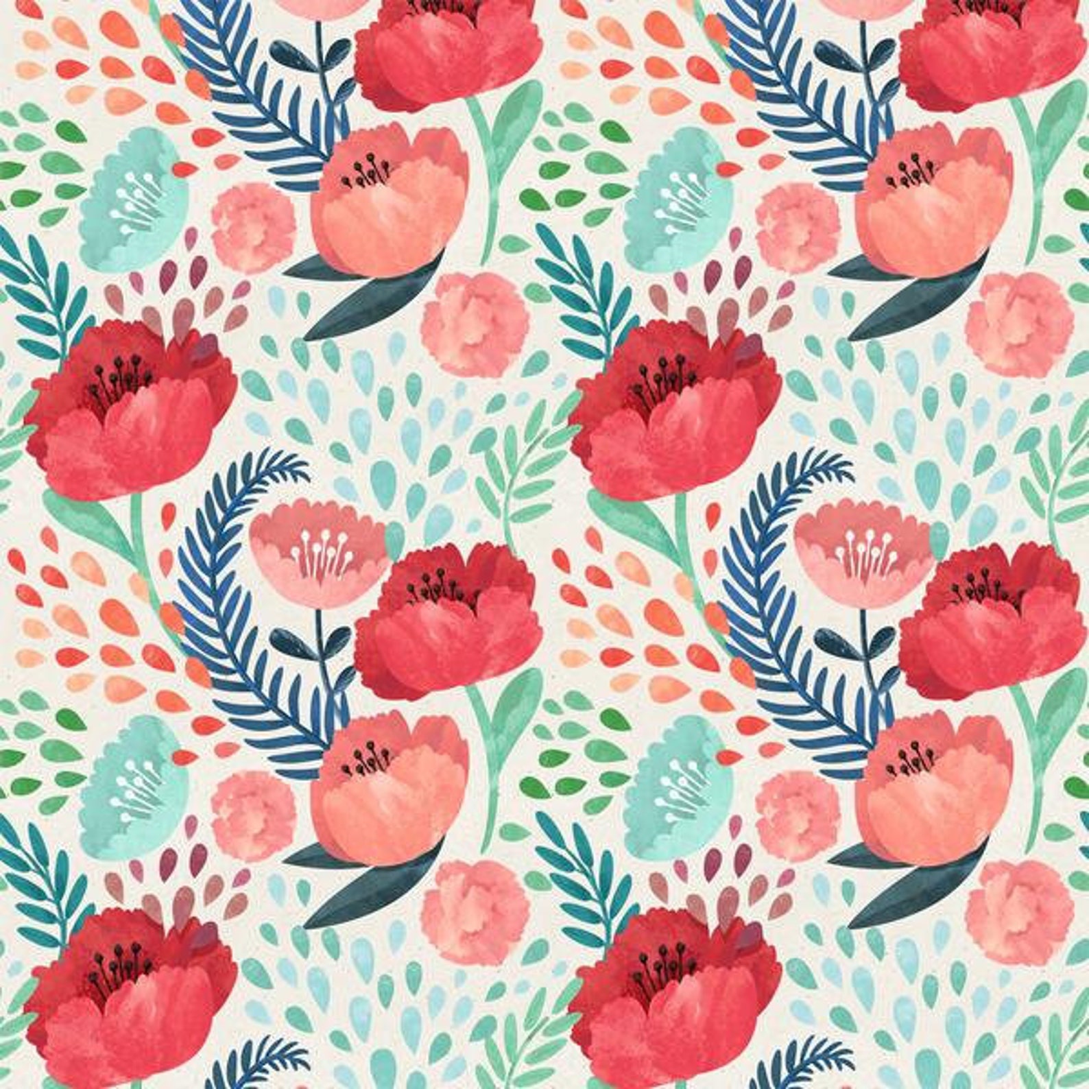 Crimson Poppy Wallpaper Floral Wall Mural Large Wall Mural | Etsy