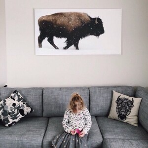 Yellowstone Bison Print Vintage Nature Photography Large Wall Art image 2