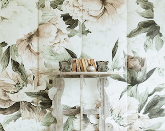 Blush Floral Wallpaper - Vintage Mural | Watercolor Wallpaper