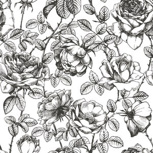 Carta da parati floreale in bianco e nero - Carta da parati per l'asilo nido immagine 4